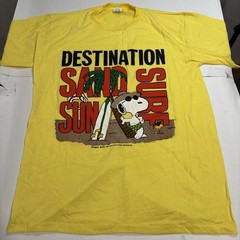 VTG 80’s Destination Surf Snoopy Woodstock Single Stitch Made In USA Artex Large