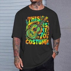 70s Costume Shirt Retro Groovy Hippie Disco Party Festival Cotton Black Tee
