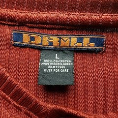 DRML Shirt Mens Large Orange Ribbed V-Neck Polyester Knit Basic Short Sleeve Tee