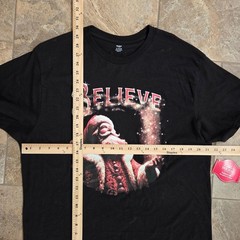 NWT Holiday Time Mens XL Santa Claus Believe Christmas T-Shirt Black