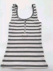 Aeropostale X-Small Black & White Striped Sexy Zip-Front Rib Bodycon Tank Top