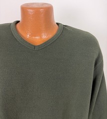 Vintage 90s Ribbed Knit Shirt Men Large V-Neck Minimal Casual Heavy Rayon Blend