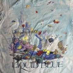 Vintage 1992 Liquid Blue Coral Reef Aquatic Sea Life Fish AOP Shirt XL Tie Dye