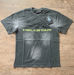 Hellstar Men’s Gray Graphic Logo Crew Neck Short Sleeve T-Shirt