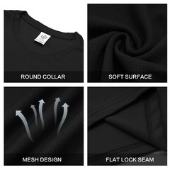 Men’s 5 Pack Short Sleeve Athletic T-Shirts Workout Gym Running Quick Dry