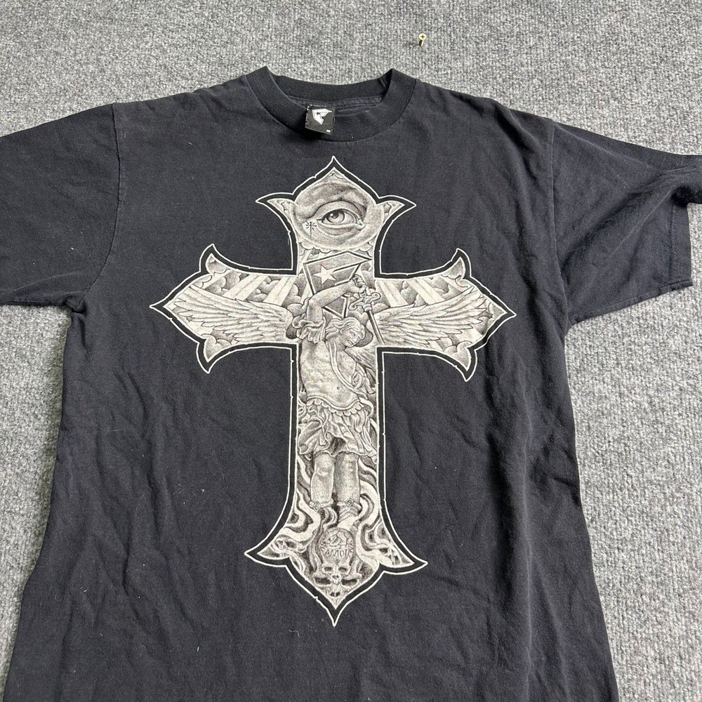 Famous Stars and Straps T-Shirt Mens Size M Black Franco Vescovi Cross Graphic