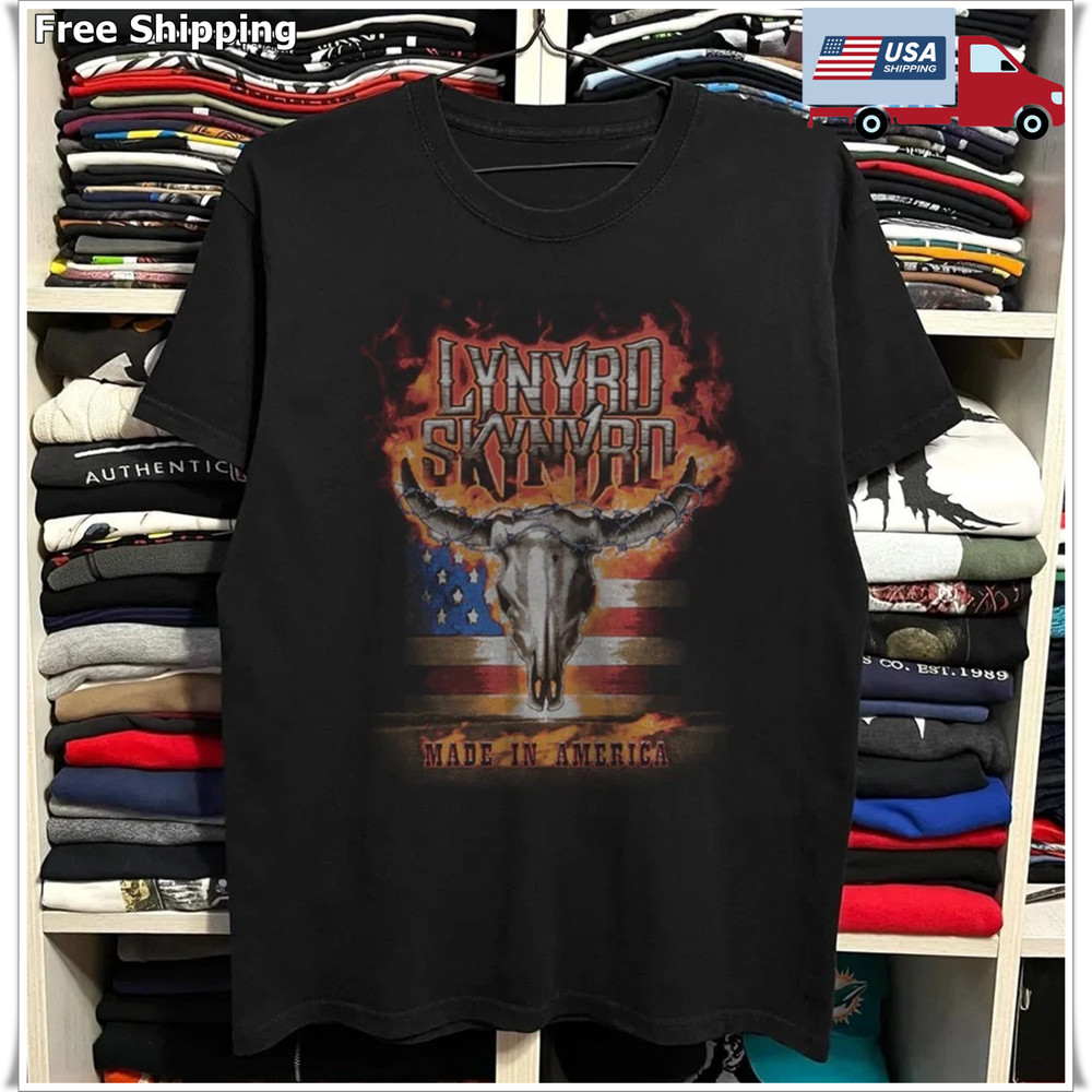 Lynyrd Skynyrd Men’s Licensed Black Cotton T-shirt S-5XL