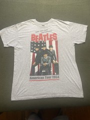 The Beatles American Tour 1964 Band Tee Gray Graphic T-Shirt XL British Fab Four
