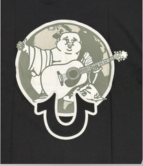True Religion Shirt Mens XL Jet Black Buddha World Crew Tee Graphic Logo Cotton