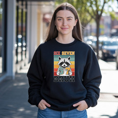 Vintage Raccoon 67 Bruh Six Seven Meme, unisex Crewneck Sweatshirt