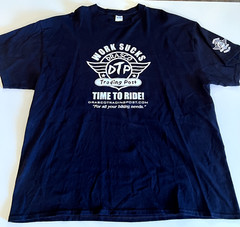 Men’s Drasco Trading Post “Work Sucks” Time To Ride Motorcycle T-Shirt XL Black