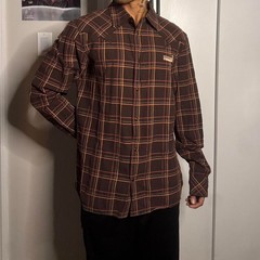 Diesel Brown plaid button-up shirt with a western vibe M/L