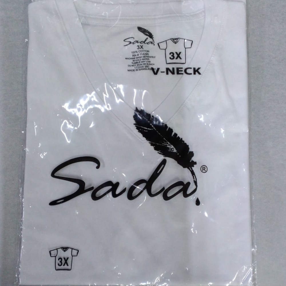 Sada Men’s White 3X Cotton Knit T-Shirt Short Sleeve V-Neck