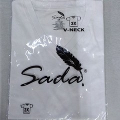 Sada Men’s White 3X Cotton Knit T-Shirt Short Sleeve V-Neck
