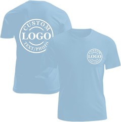 Custom Business Logo T-Shirt Front Back Upload Photo Text Logo 100% Cotton