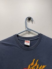 Supreme FW17 Flames Blue T-Shirt Size Medium Distressed Faded See Pics