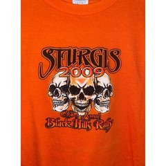 2009 Sturgis Black Hills Rally 69th Annual Orange Skull Shirt L Large 2000s