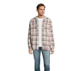 NWT No Boundaries Men’s S 34-36 Zip Hooded Gray Plaid Lightweight Flannel Shirt