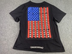 Chrome Hearts USA T-Shirt Men’s Large Black American Flag Print Crew Cotton
