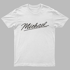 Michael Minimal Signature Script Classic Black White Style T-shirt