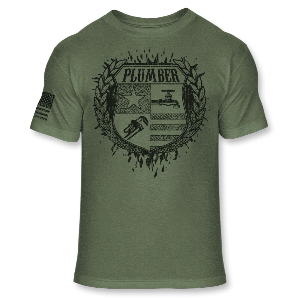 Plumber Crest T Shirt – Plumbers Coat of Arms Shirt – Plumbing Badge Logo – A252