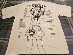 SKAWPO Harmful Effects Of Fentanyl Manga/Anime Graphic Print White T-Shirt Large
