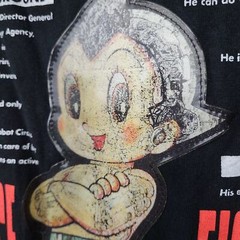 Vintage Tezuka Osamu L Astro Boy Hologram Graphic Tee Shirt Black Mighty Atom