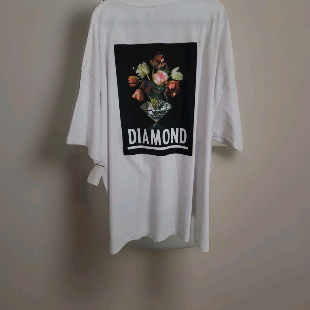 NWT Diamond Supply Co. Men’s White Cotton Graphic Logo T-Shirt 4X Short Sleeve