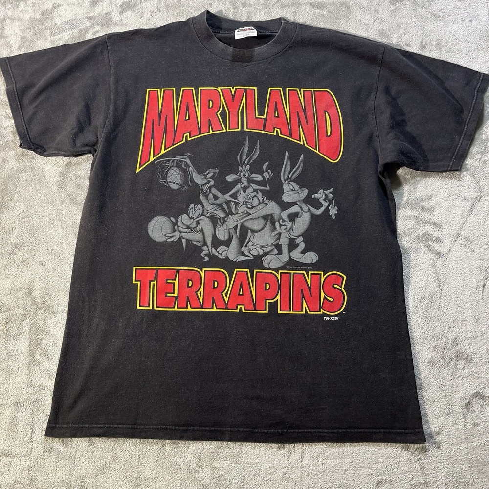 Vintage 1994 Maryland Terrapins Looney Tunes T Shirt XL Tultex NCAA USA 90s RARE