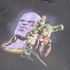 Marvel Avengers Infinity War Mens XL Black Thanos Hulk Iron Man Graphic T-Shirt
