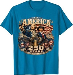 Retro America Washington Trump 1776 2026 250 Years US Flag T-Shirt