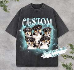 Custom Pet Portrait Retro Comfort Tee Personalized Dog Cat