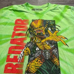 Predator Shirt Mens Large Green Cotton Graphic Tee Tie Dye Movie Sci-Fi Retro