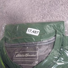 Eddie Bauer Thermal Henley Shirt Mens Medium Green Waffle Knit Outdoor