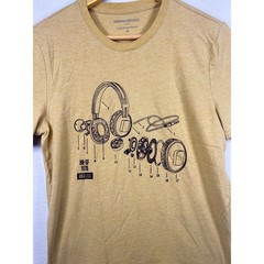 Banana Republic Men’s Graphic T-Shirt Headphones Analog Mustard Yellow Size M