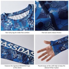 BASSDASH Men’s UPF 50+ Camo Long Sleeve Shirts Quick Dry Lightweight Performa…
