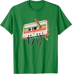 Retro Cassette Tape Pencil 80s 90s T-Shirt