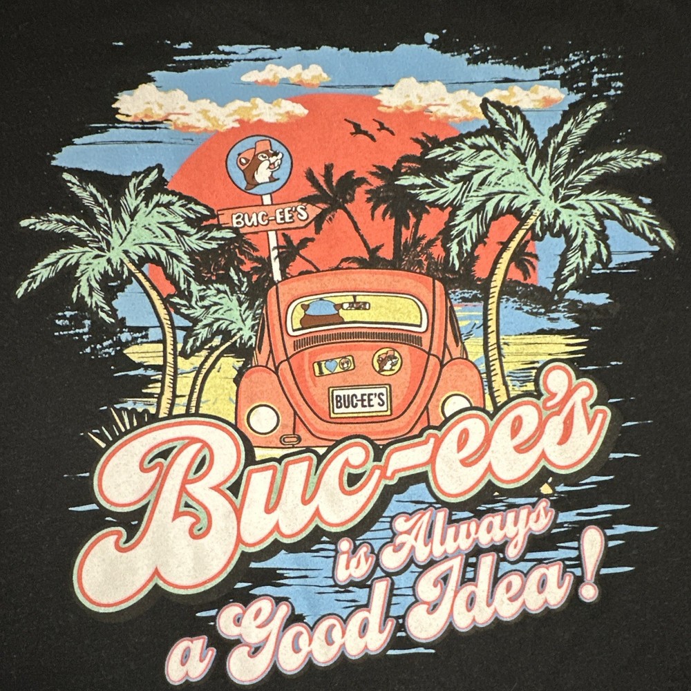 Buc-ee’s Men’s Black Graphic Print T-Shirt Crew Neck Short Sleeve XL