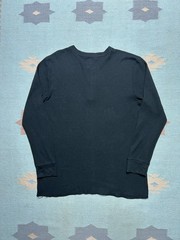 Fruit of the loom waffle knit thermal shirt Henley black goth base layer soft XL
