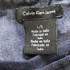 Calvin Klein Zipper Pocket Long Slv Shirt Dark Blue Black Marled Striped Sz L
