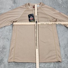 Bulwark FR Shirt Mens Medium Beige Henley Long Sleeve Flame Resistant Workwear