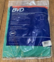 Vintage 1980’s BVD Mens Pocket Tee T-Shirt Green Preshrunk Cotton Sz Large
