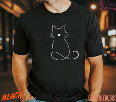 Unisex Minimalist Cat Heart T SHIRT,T shirt women,T shirt men,T shirt vintage