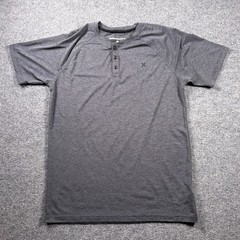Hurley Buckle Henley Shirt Mens Medium Gray Short Sleeve Raglan