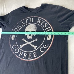 Death Wish Coffee Co Shirt Mens XXL Skull Crossbones Crew Graphic Tee Black USA
