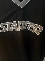 Vintage Y2K Starter Jersey Mens XL Black Mesh Football Style Embroidered Logo
