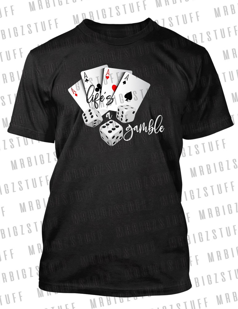 Big & Tall Life’s A Gamble Sport Graphic Playing Cards Tee Shirt Pro Club Shaka
