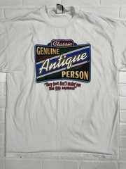 Vtg Antique Brand Genuine Antique Person T-Shirt Adult XL Humor White 90s USA