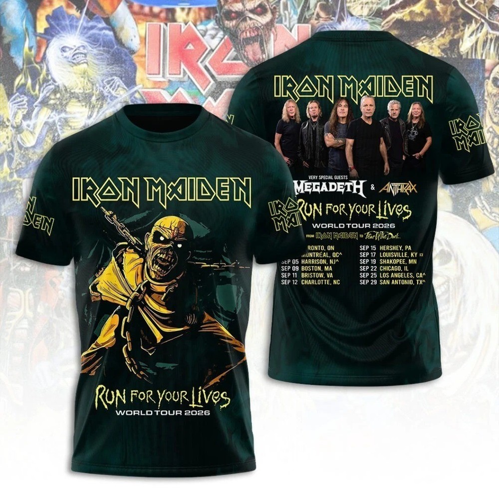Iron 1Maiden 3D Apparel 2026 Tour Run For Your Lives Shirt Unisex S-5XL Style29
