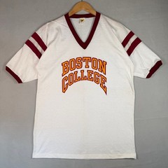 NOS 70s Boston College T Shirt XL Ringer Single Stitch USA Football Jersey VTG